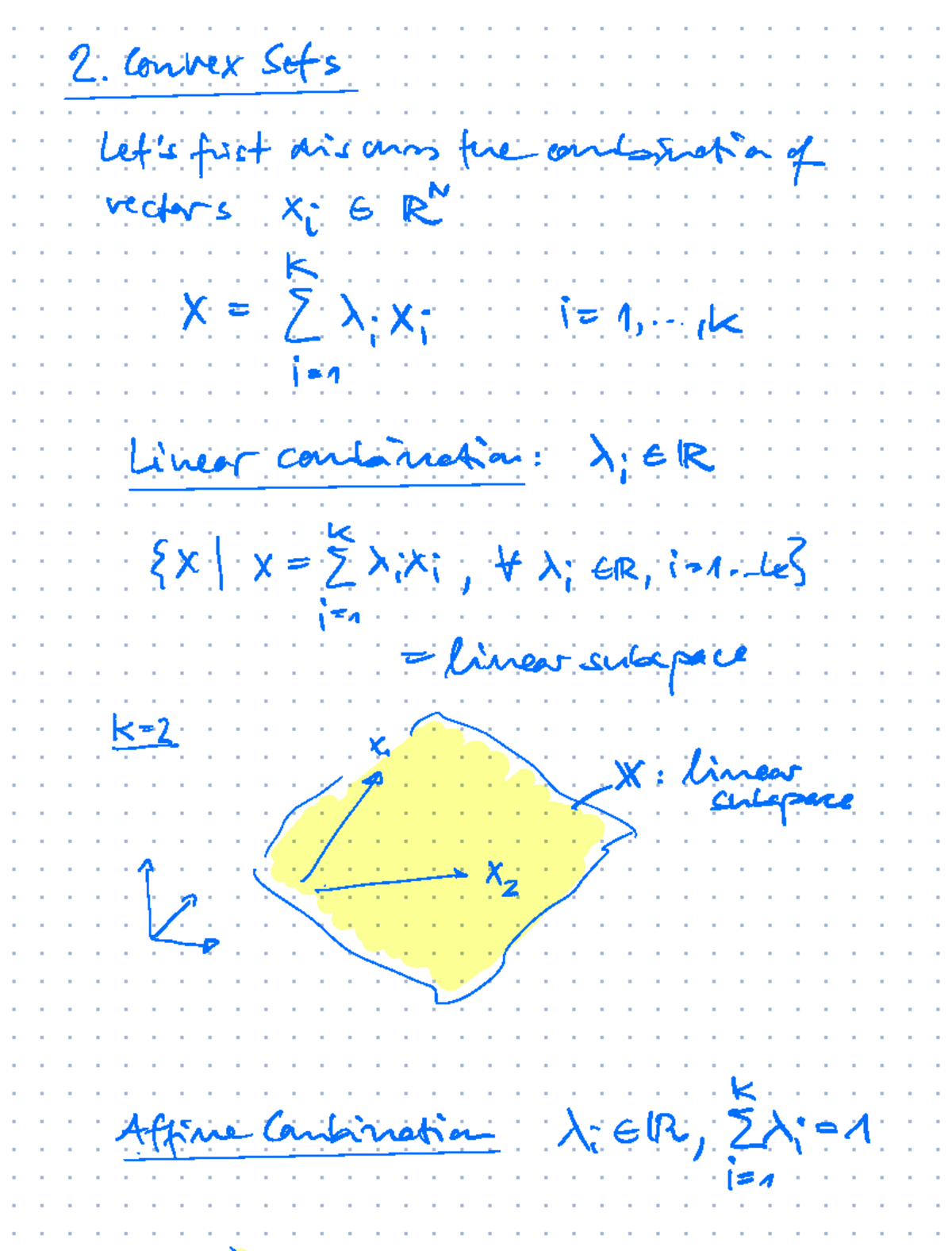 Lecture Notes on Convex Sets and Linear Combinations (MATH 2025) - Studocu
