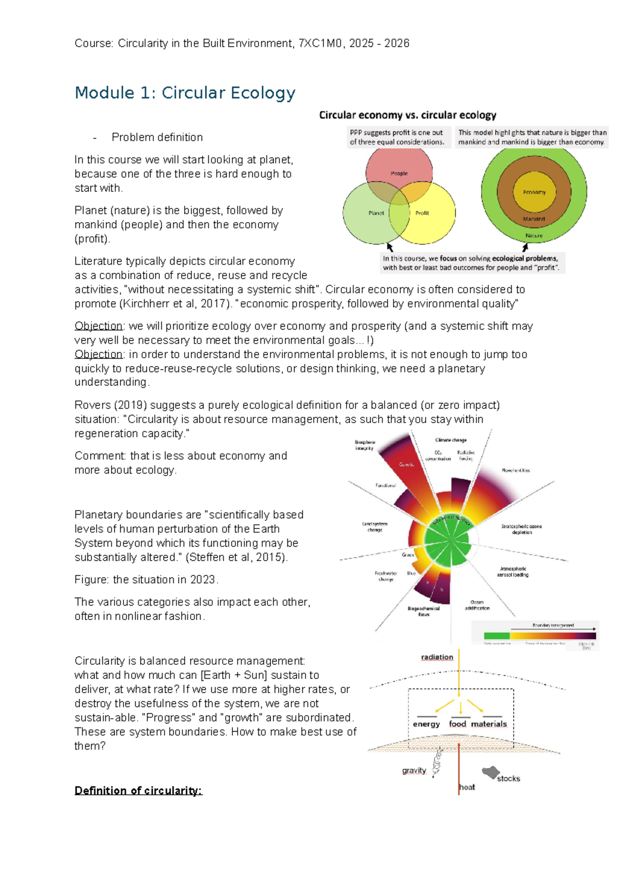 Circularity in the Built Environment 7XC1M0: Week 1 Circular Ecology ...