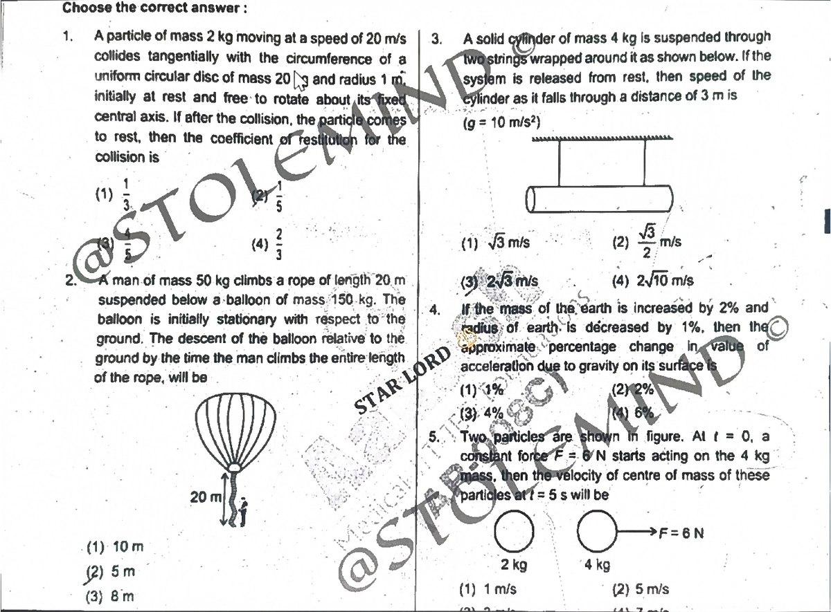 Rotational Dynamics: Practice Questions for Physics 101 - Studocu