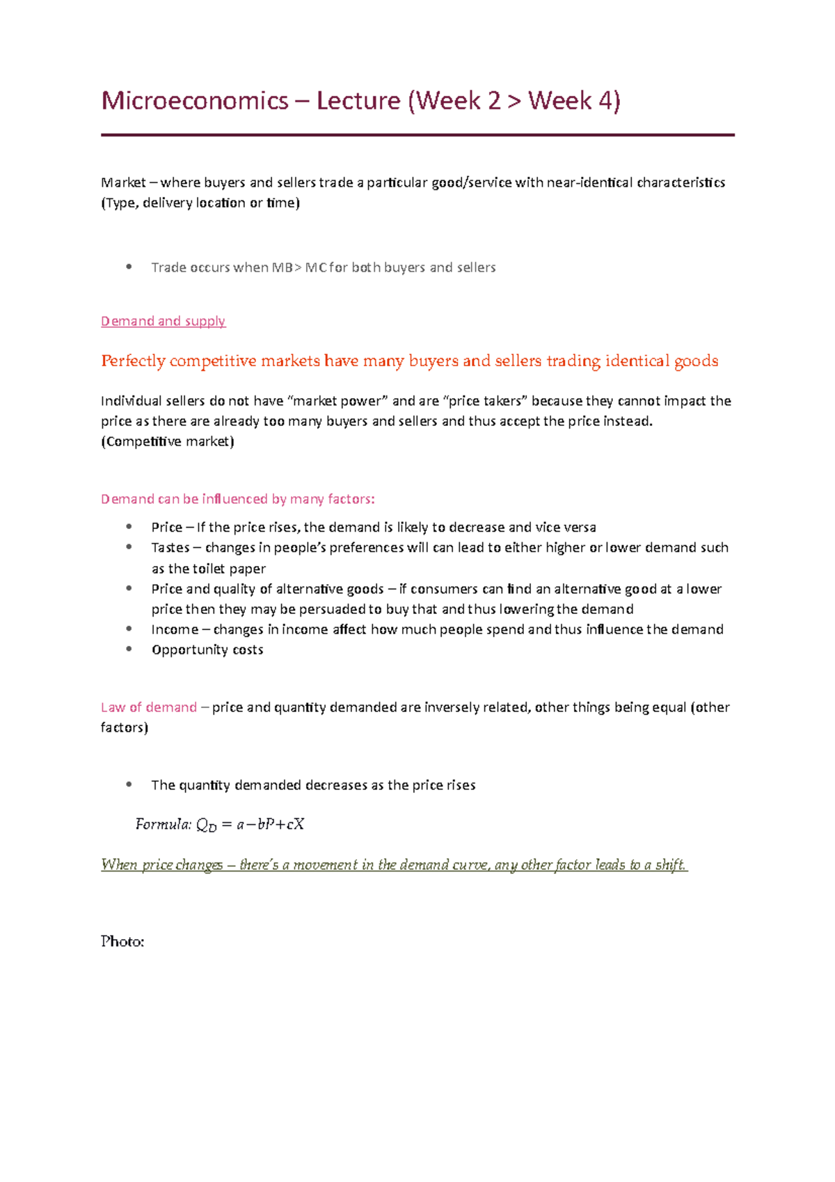 Week 2 Notes - Micro - Microeconomics – Lecture (Week 2 > Week 4 ...