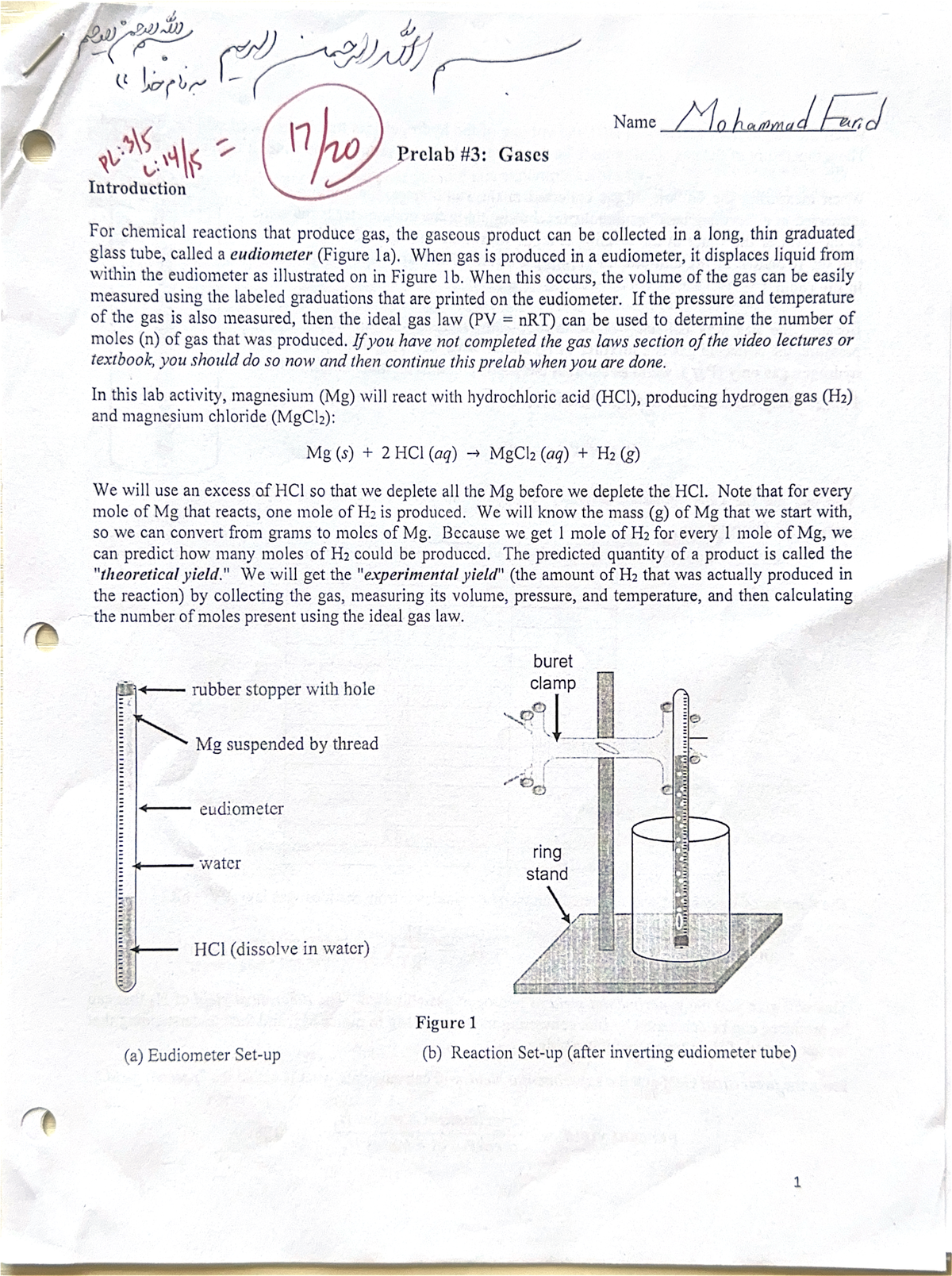 Pre lab 3 part 1 - Pre lab 3 part 1 chem work - CHEM 108 - Studocu