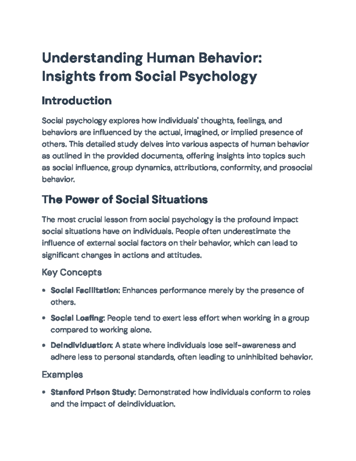 Understanding Human Behavior: Insights from Social Psychology - PSY101 ...