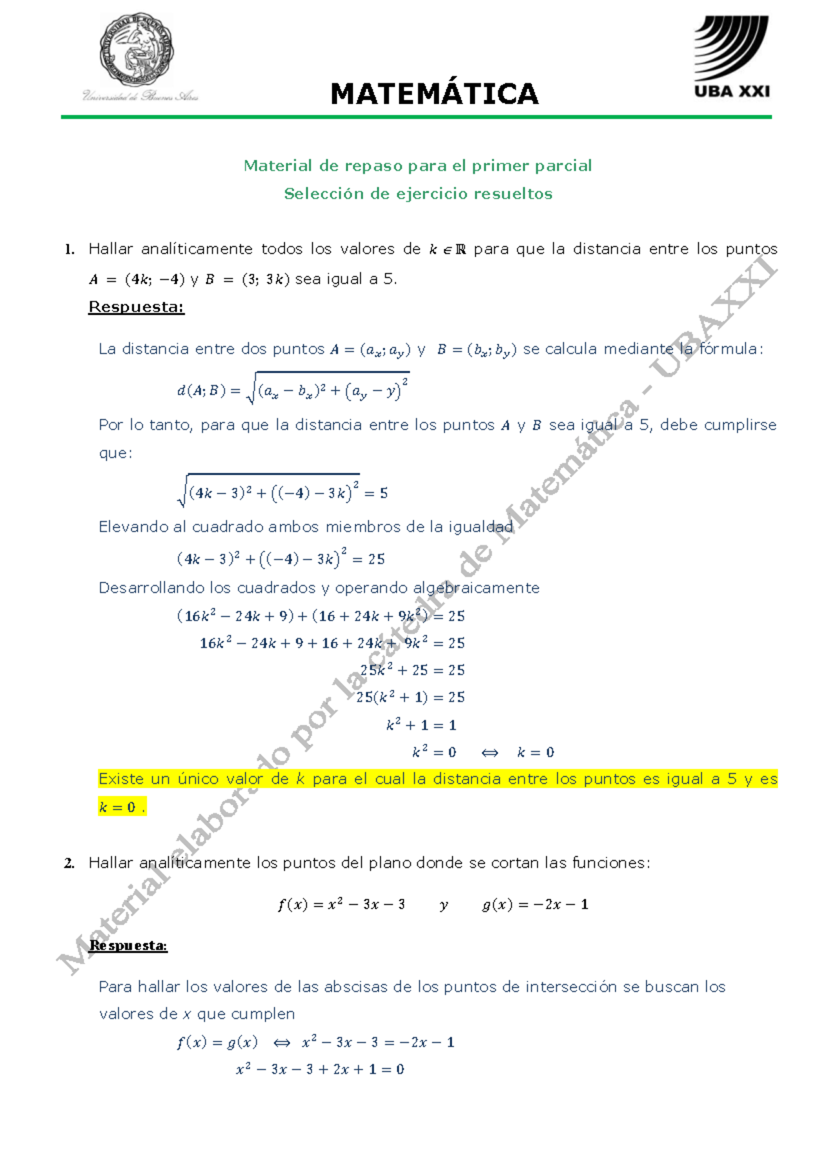 MATEMÁTICA Material de repaso Primer Parcial - Ejercicios Resueltos ...
