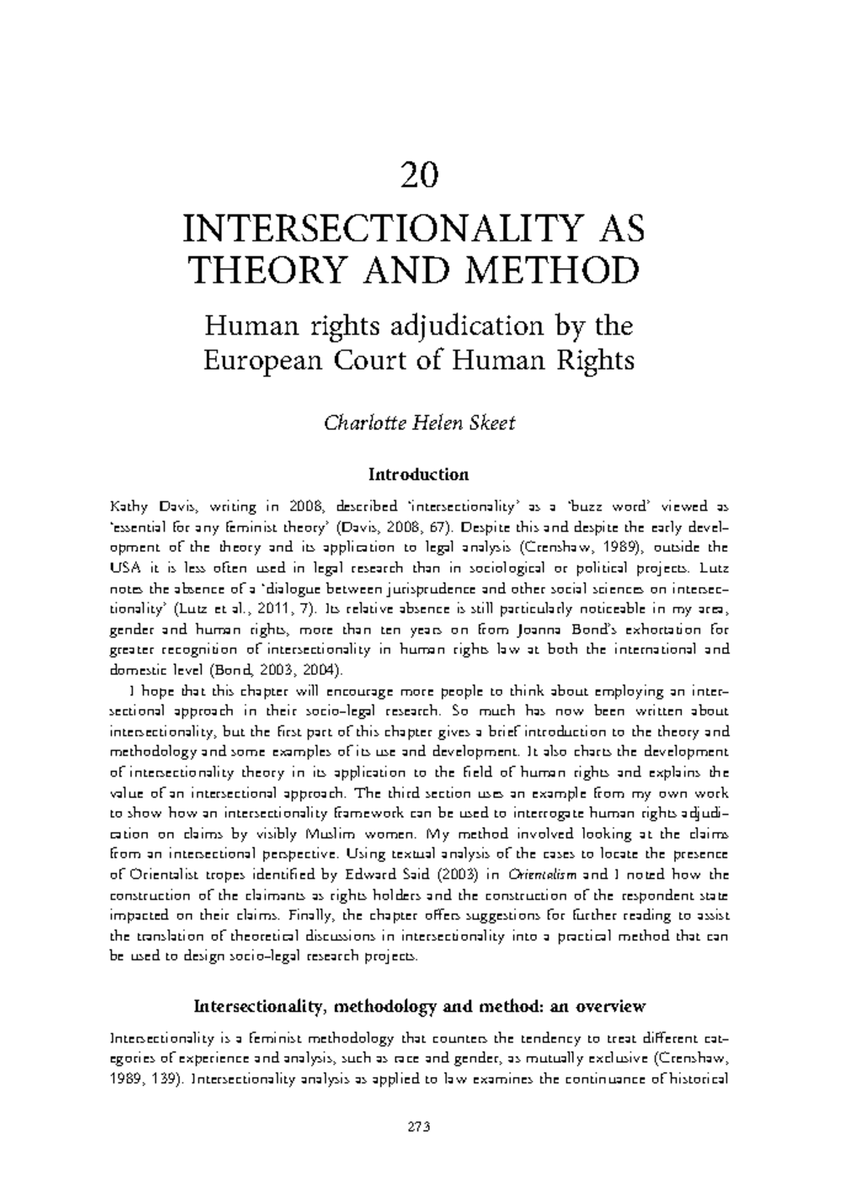 Intersectionality as Theory and Method in Human Rights Law (LAW 202 ...