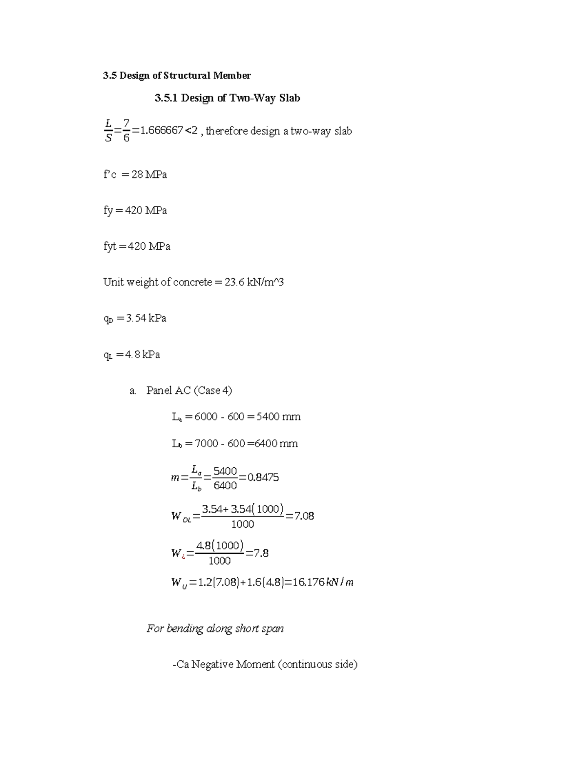 3.5 Structural Member Design: Two Way Slab Analysis - Studocu