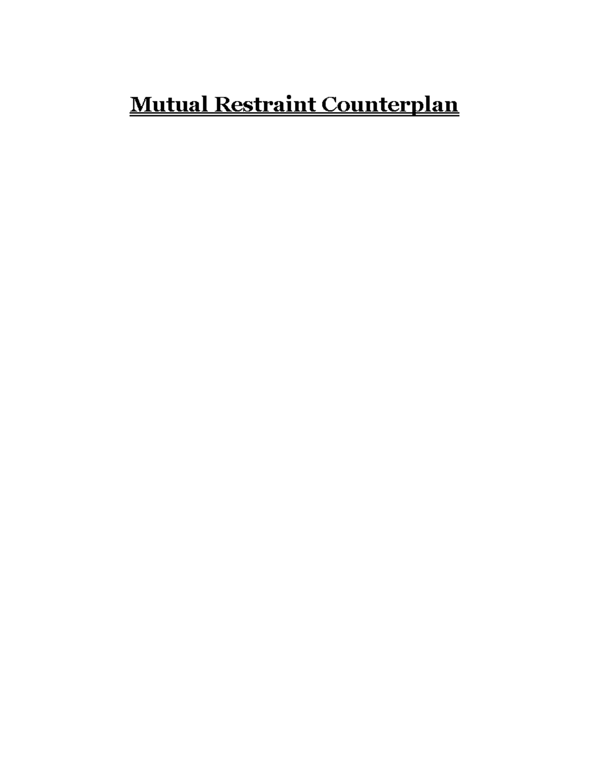 Mutual Restraint Counterplan in Cyberspace - Studocu