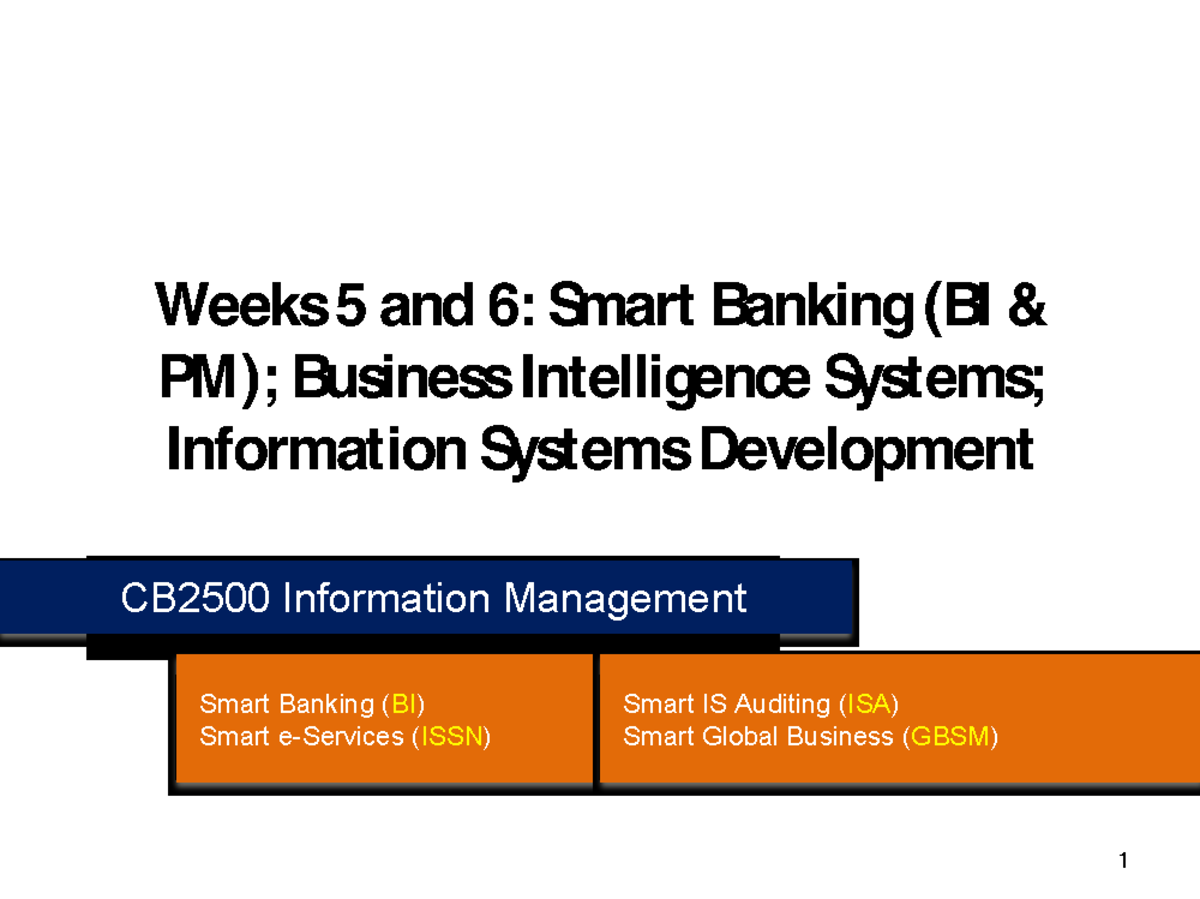 CB2500 - Week 05 & Week 06 - Smart Banking (BI) Insights - Studocu