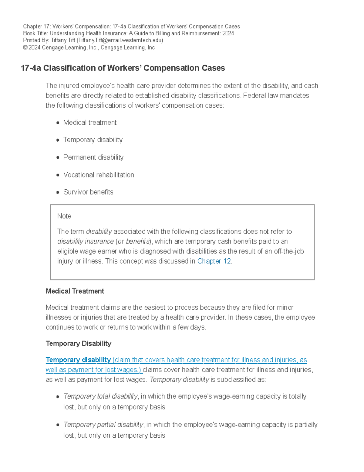Chapter 17: Workers' Compensation Classifications & Benefits (2024 ...
