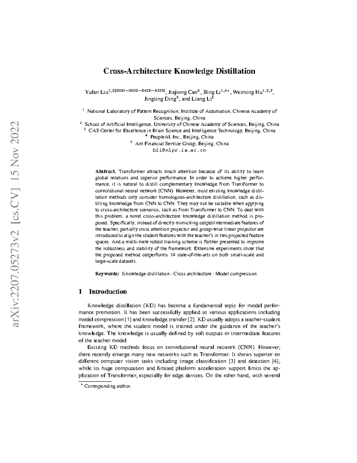 Knowledge Distillation Method for Transformer to CNN Transfer (CS 2207 ...
