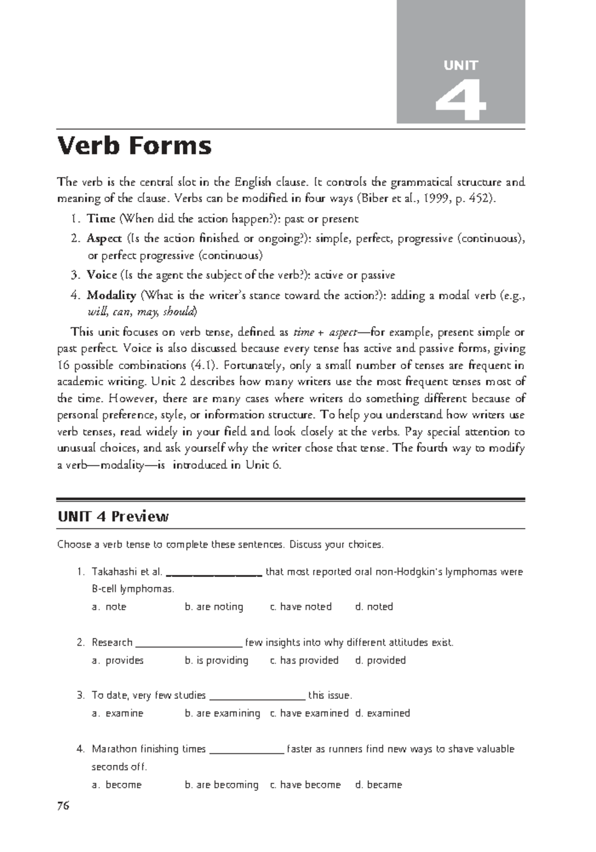UNIT 4: Understanding Verb Forms in Academic Writing - Studocu