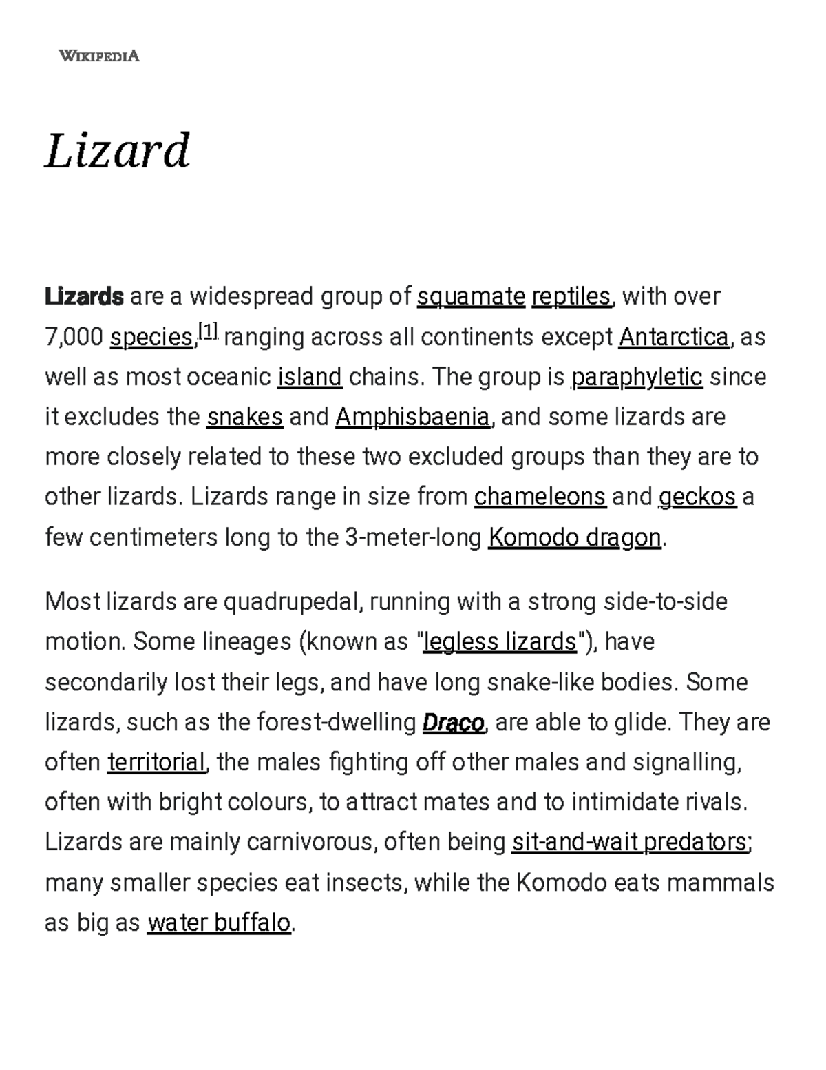 Lizard - Wikipedia - Lizard Lizards are a widespread group of squamate ...