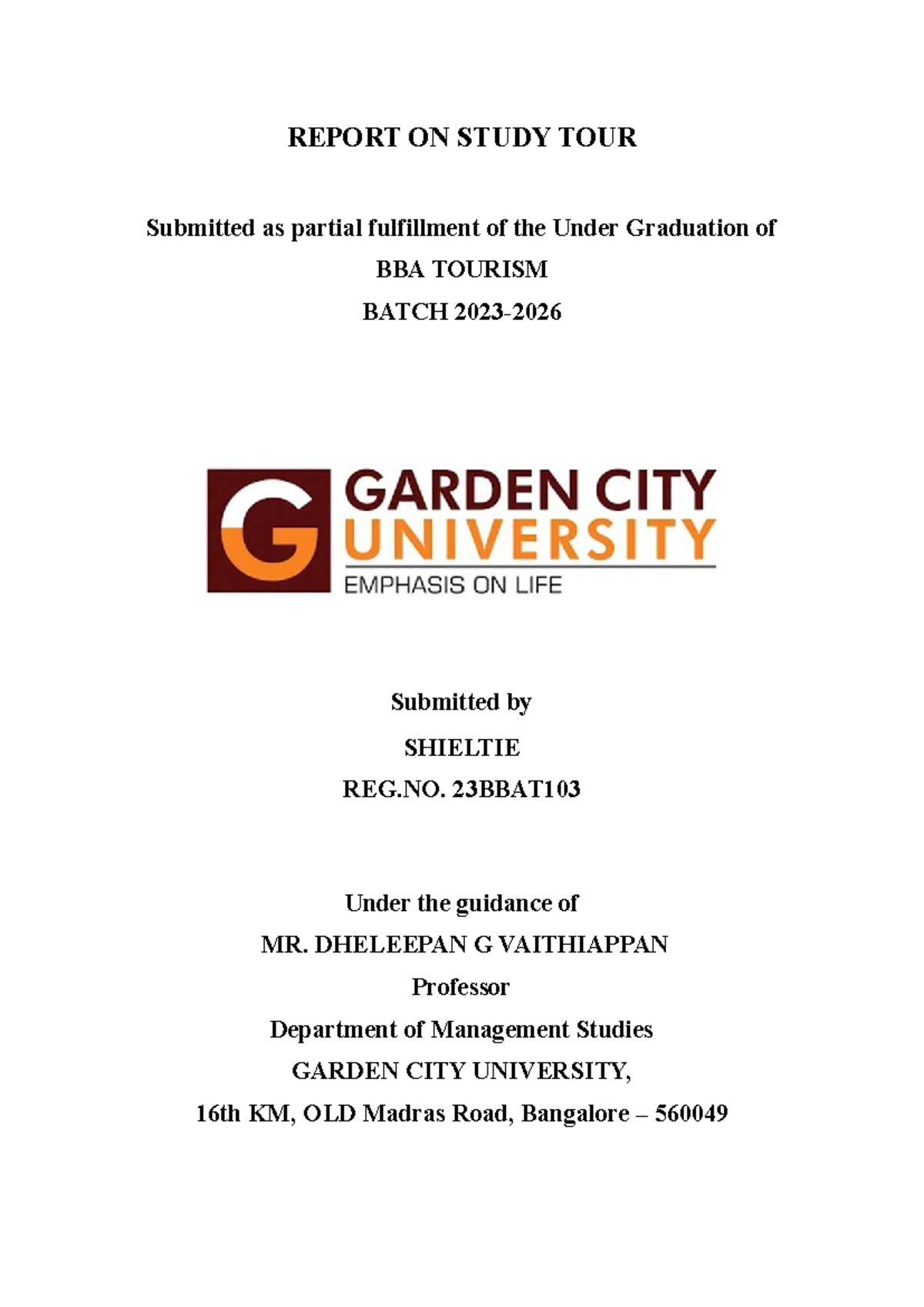 Study Tour Report: Experiences from Mysore and Coorg (BBA TOUR ...