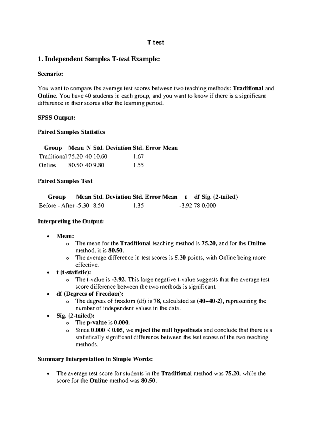 T test anova - ... - T test 1. Independent Samples T-test Example ...