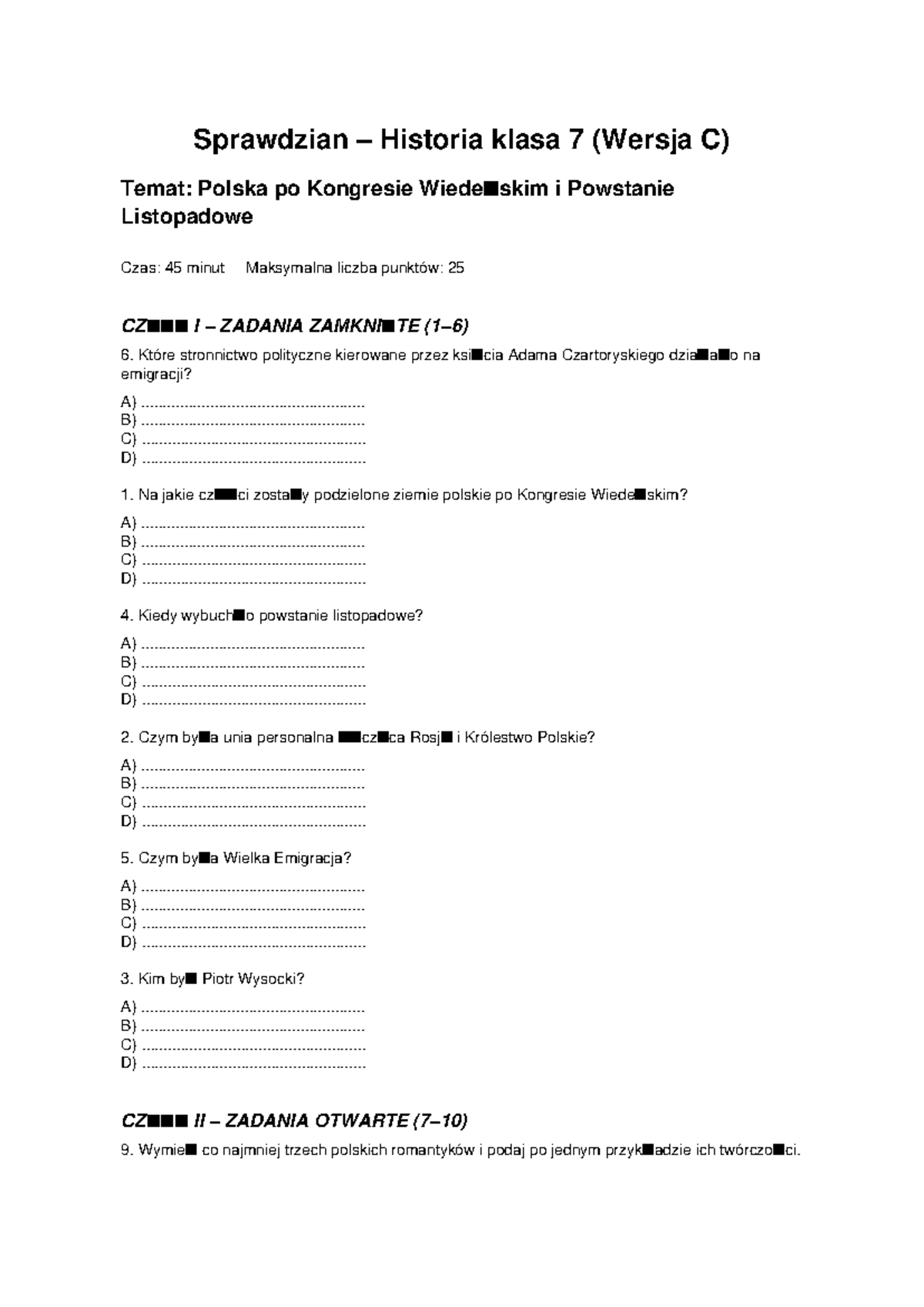 Sprawdzian Historia Klasa 7 Scribd www.studocu.com