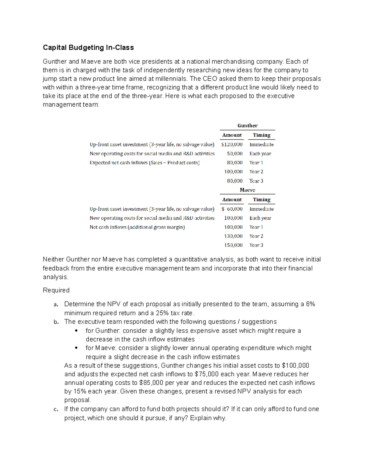 BUSI 354 Assignment: Capital Budgeting Analysis for Santana Inc. - Studocu
