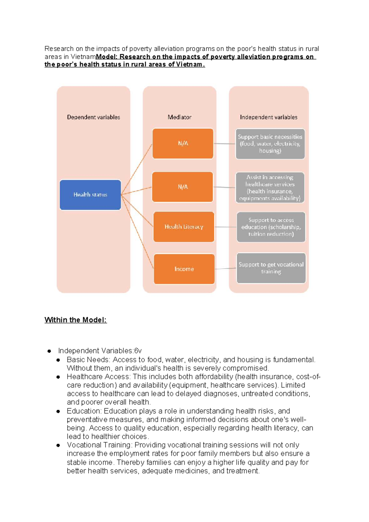 Research on Poverty Alleviation & Health in Rural Vietnam (Model) - Studocu