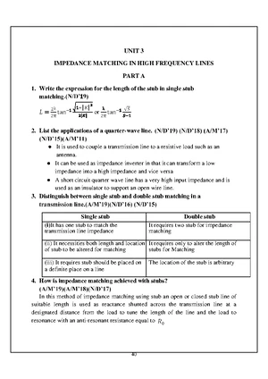 Transmission Lines and RF Systems - EC3551 - Important Questions with ...