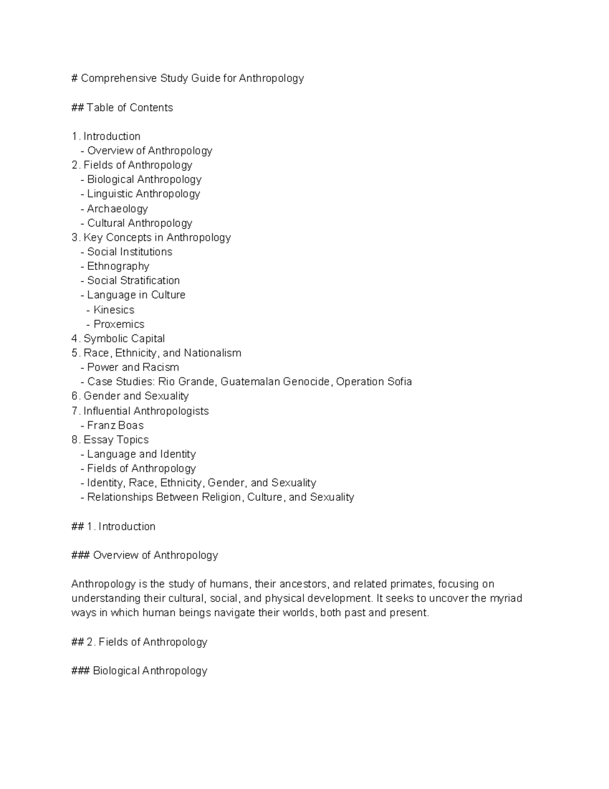 Comprehensive Study Guide for ANTH101: Key Topics in Anthropology - Studocu