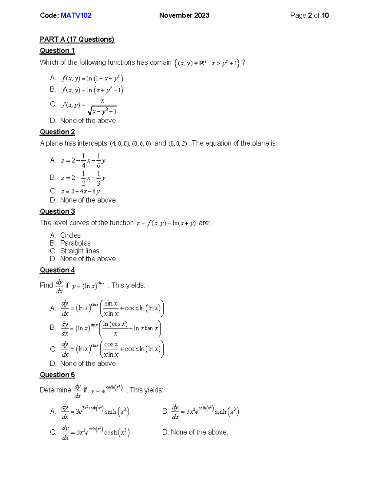 MATV102 November 2023 Final Exam Questions and Solutions - Studocu