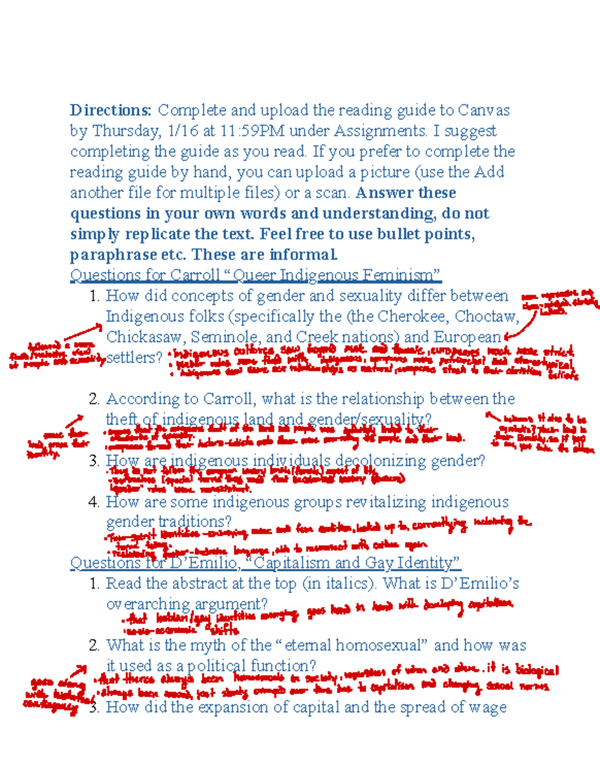 Reading Guide 1 - Practice questions - Directions: Complete and upload ...