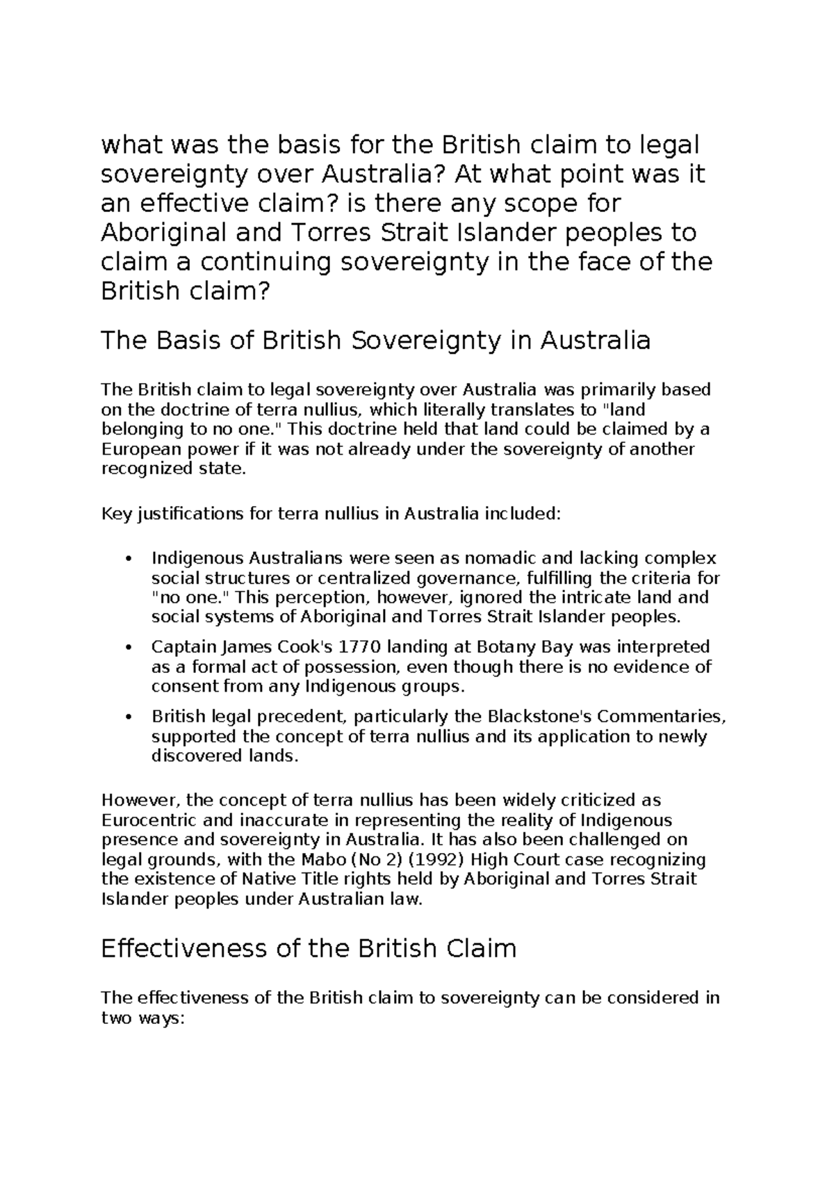 First Nations Issues: Legal Sovereignty and Indigenous Rights Notes ...