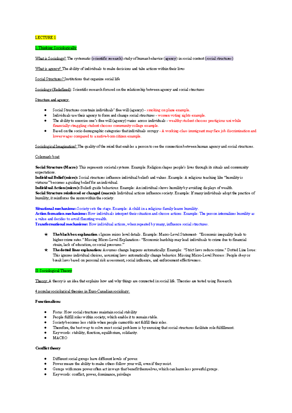 Sociology 1025 - Lecture Notes: Understanding Social Structures and ...