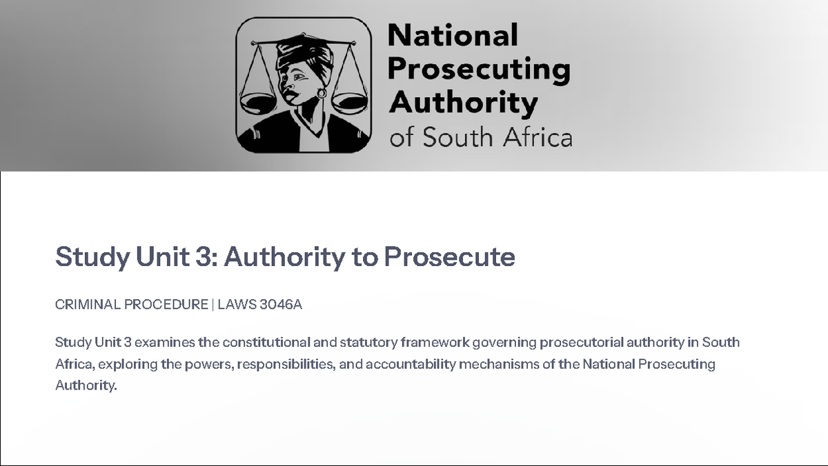 Unit 3: Authority to Prosecute in CRIMINAL PROCEDURE LAWS 3046A - Studocu