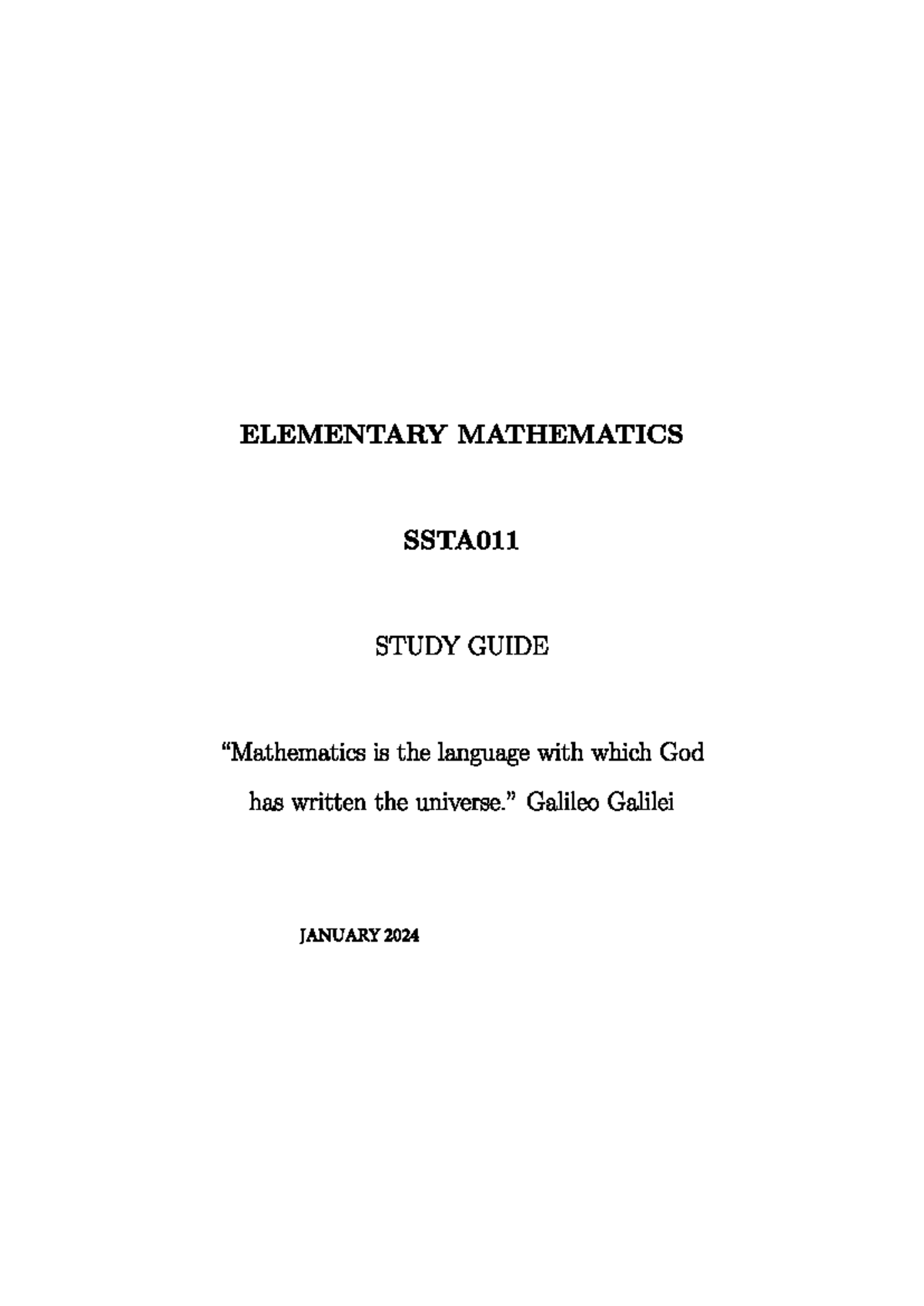 Elementary Mathematics SSTA011 Study Guide: Sets & Operations - Studocu