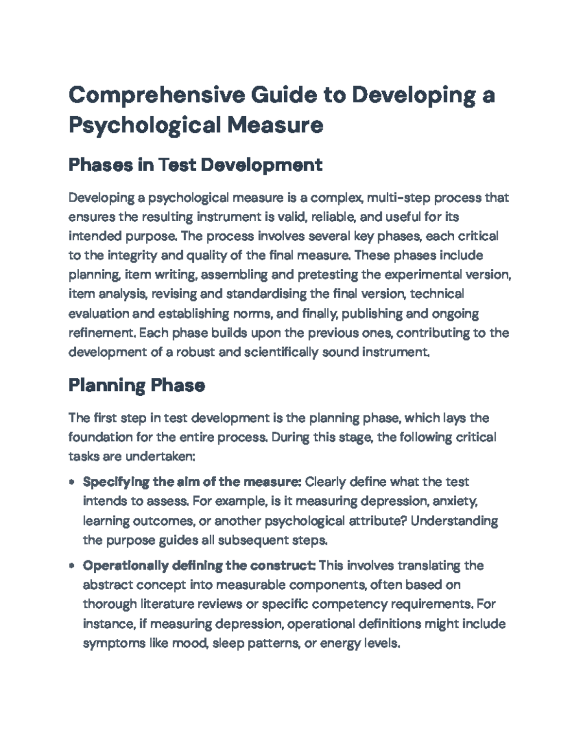 Comprehensive Guide to Psychometric Test Development Process - Studocu