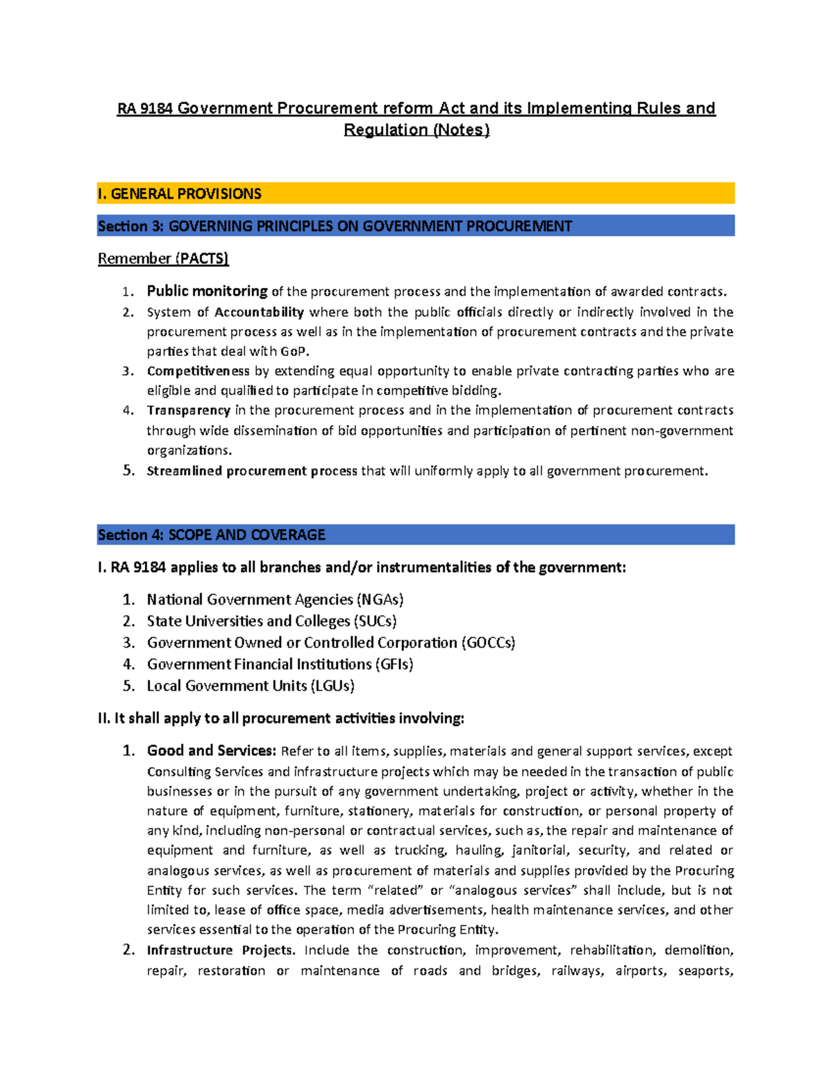 RA 9184: Notes on Government Procurement Reforms & Implementing Rules ...