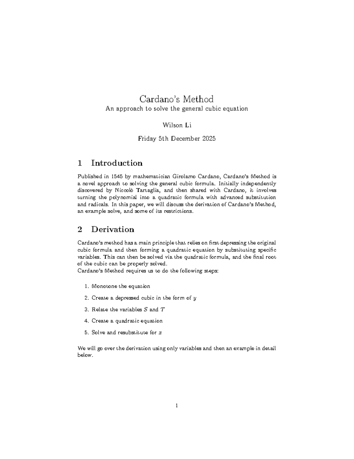 Method for Solving General Cubic Equations (MATH 101) - Studocu