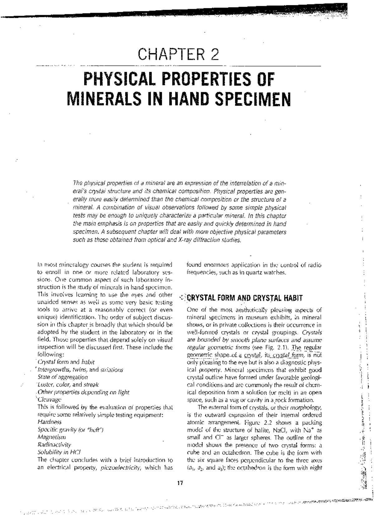 CHAPTER 2: PHYSICAL PROPERTIES OF MINERALS IN HAND SPECIMEN - Studocu