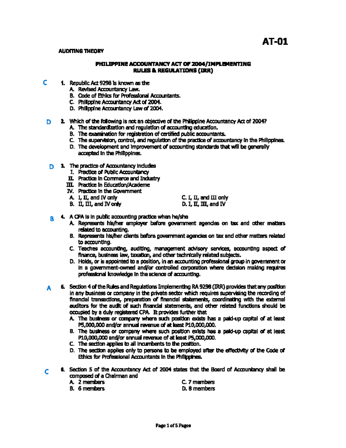 AT-01 - auditing1 - Management Accounting - Studocu