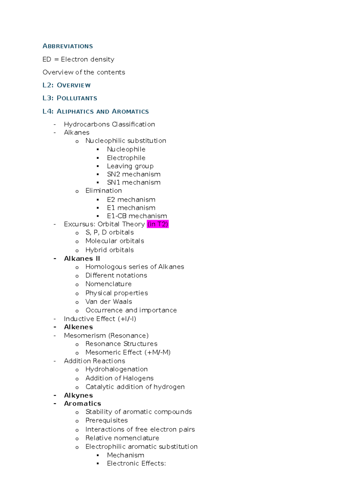 Organic Chemistry Overview: Key Concepts and Mechanisms (OC 101) - Studocu