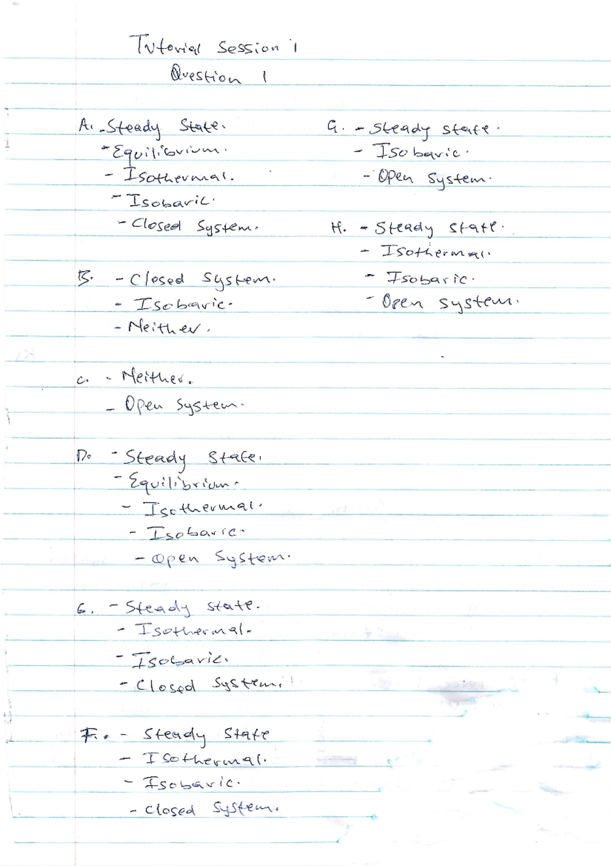 Thermodynamics Tutorial Session 1: Steady State & Closed Systems - Studocu