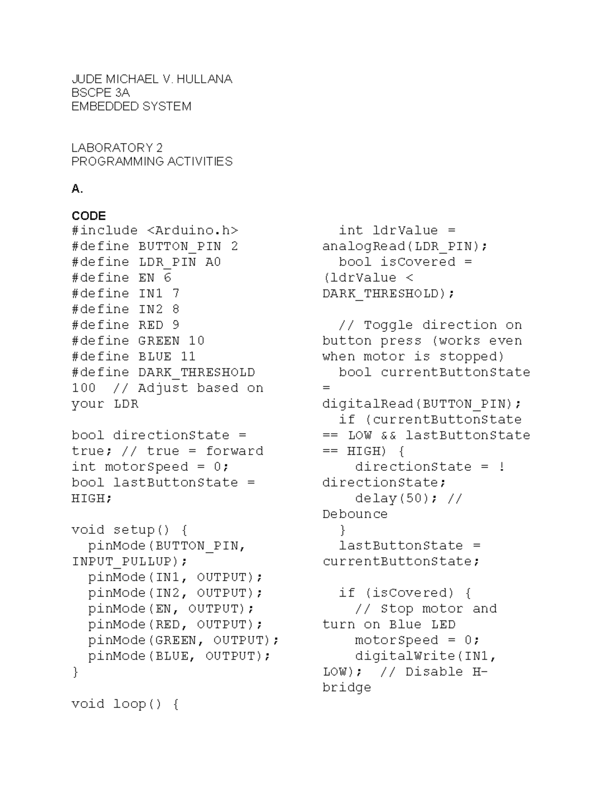 BSCPE 3A LAB 2 Programming Activities: Embedded Systems Code Examples ...