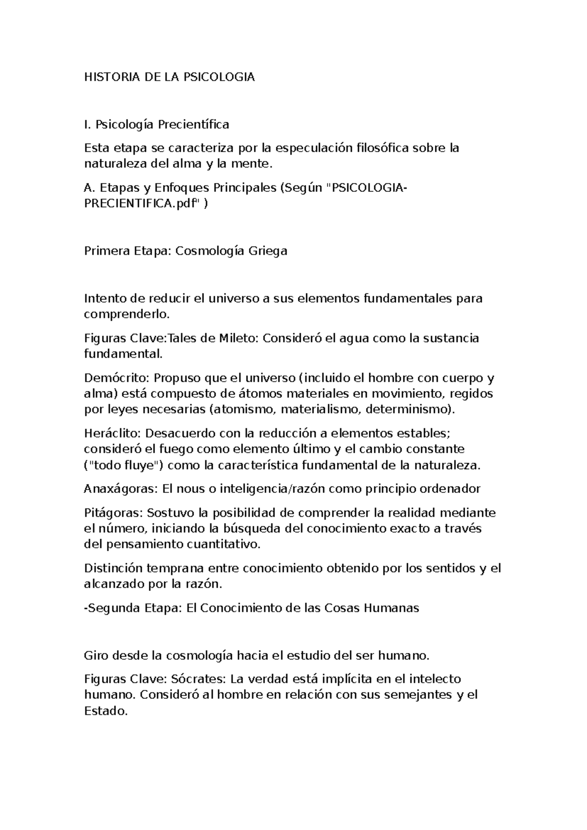 HISTORIA DE LA PSICOLOGÍA I: Psicología Precientífica y Evolución del ...