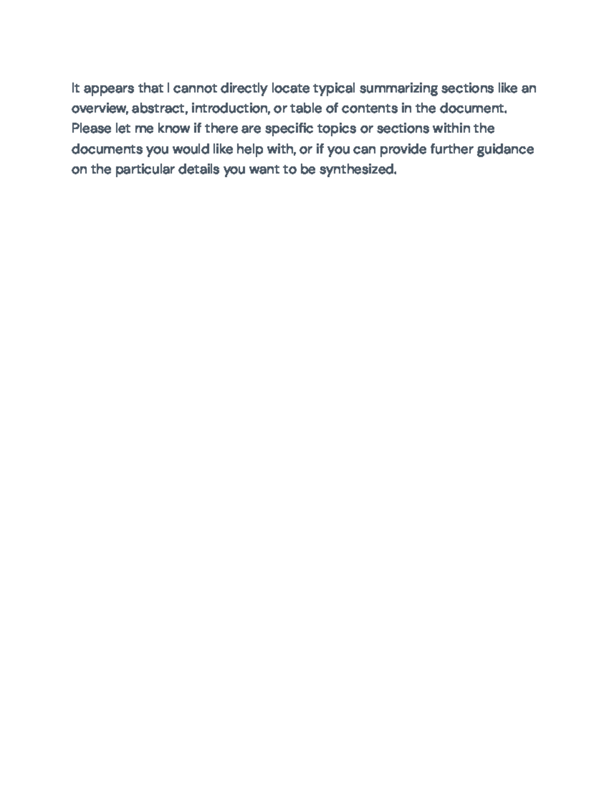 New Title: Document Overview and Guidance Inquiry on Key Sections ...