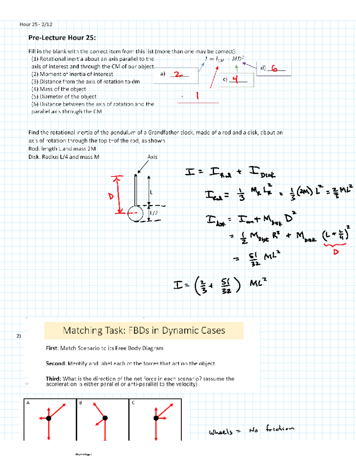 Physics 4A: Inertia & Rotational Motion Calculations Solutions - Studocu