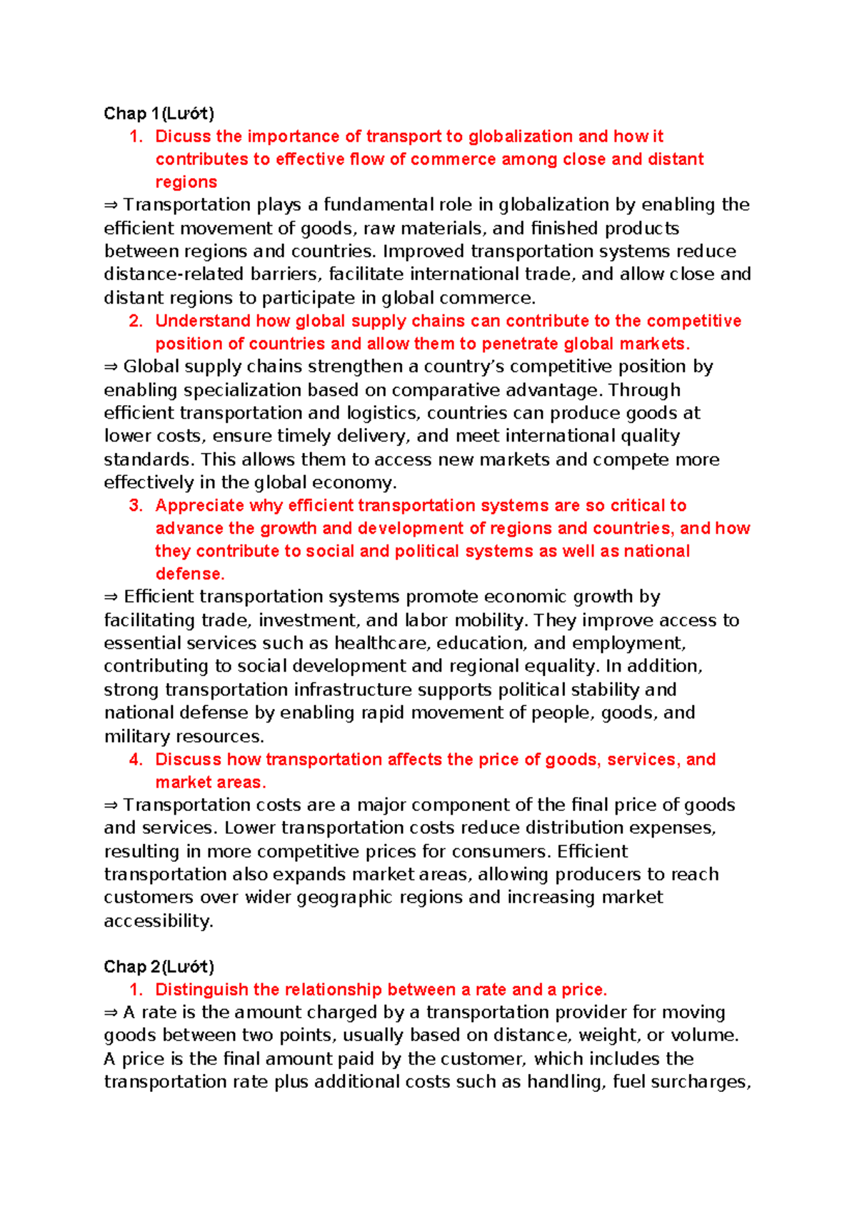 ITL 101: Final Exam Notes on Transportation and Globalization - Studocu