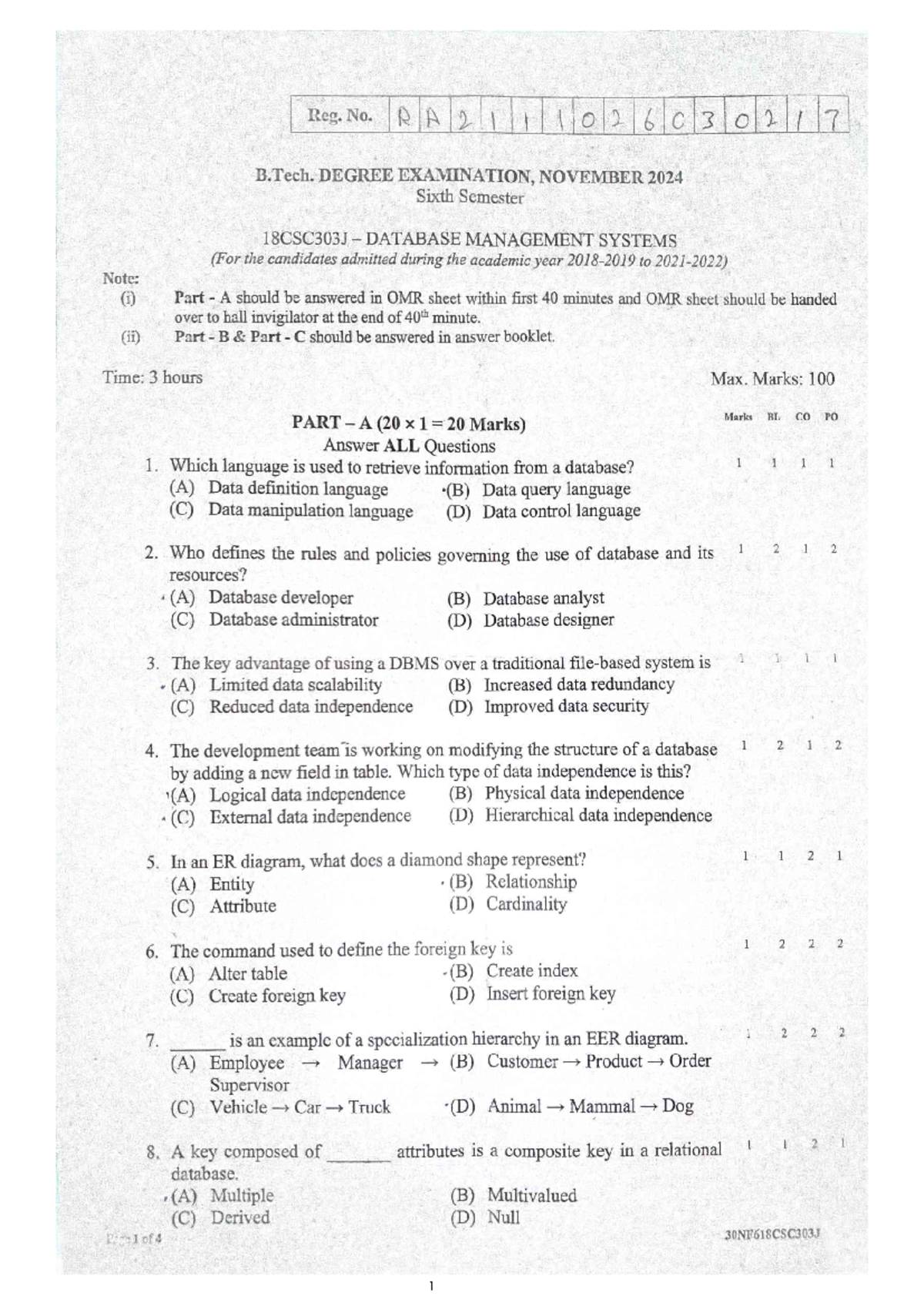DBMS Nov24 - November 2024 Semester Question Paper & Solutions - Studocu