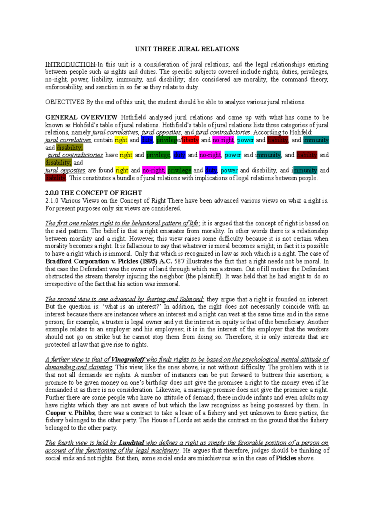 Jural Relations in Jurisprudence: Analyzing Rights and Duties - Studocu