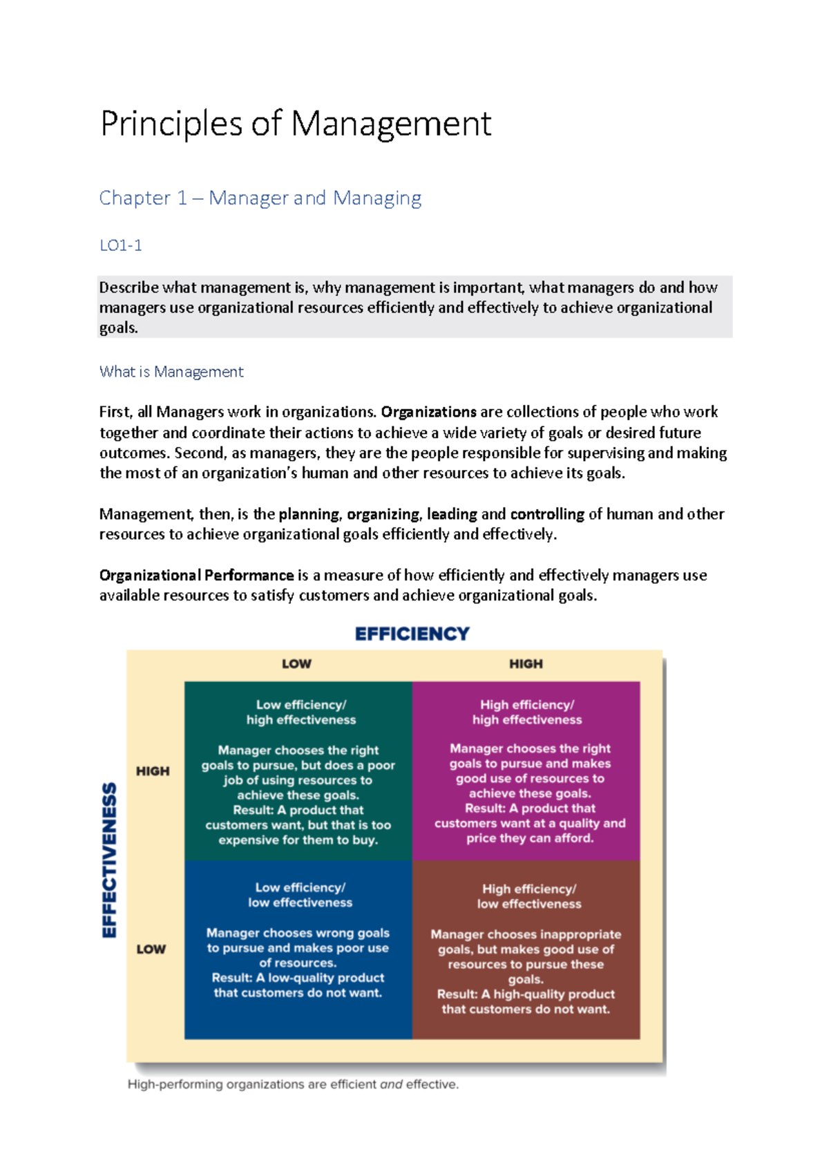 Chapter 1 Overview: Managerial Roles and Organizational Performance ...