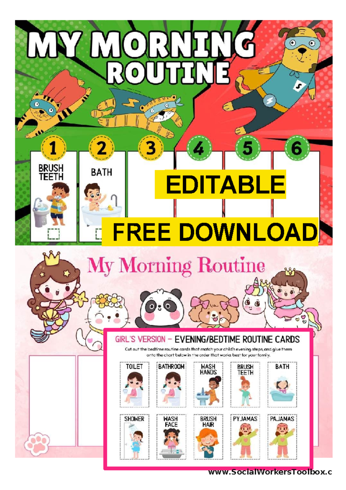 Morning Routine Chart Cards - Free Editable Download - Studocu