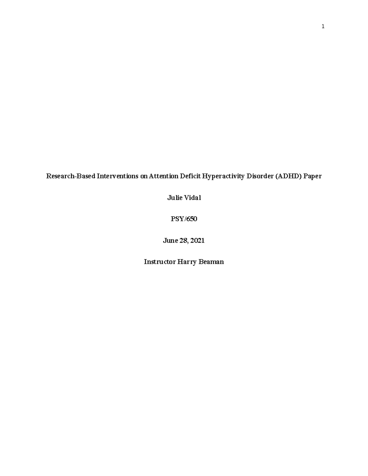 Research-Based Interventions on Attention Deficit Hyperactivity ...