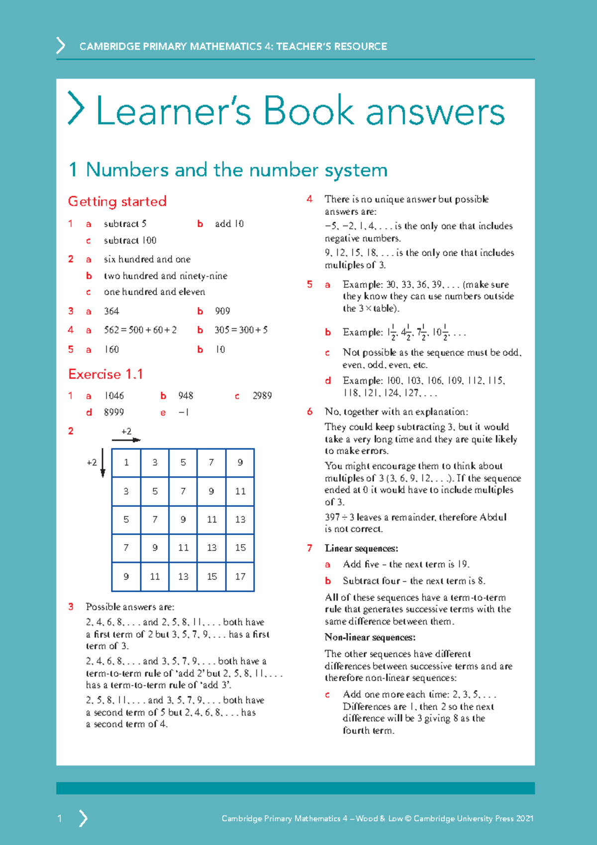 Maths 4 LB Answerkey - Learner’s Book answers 1 Numbers and the number ...