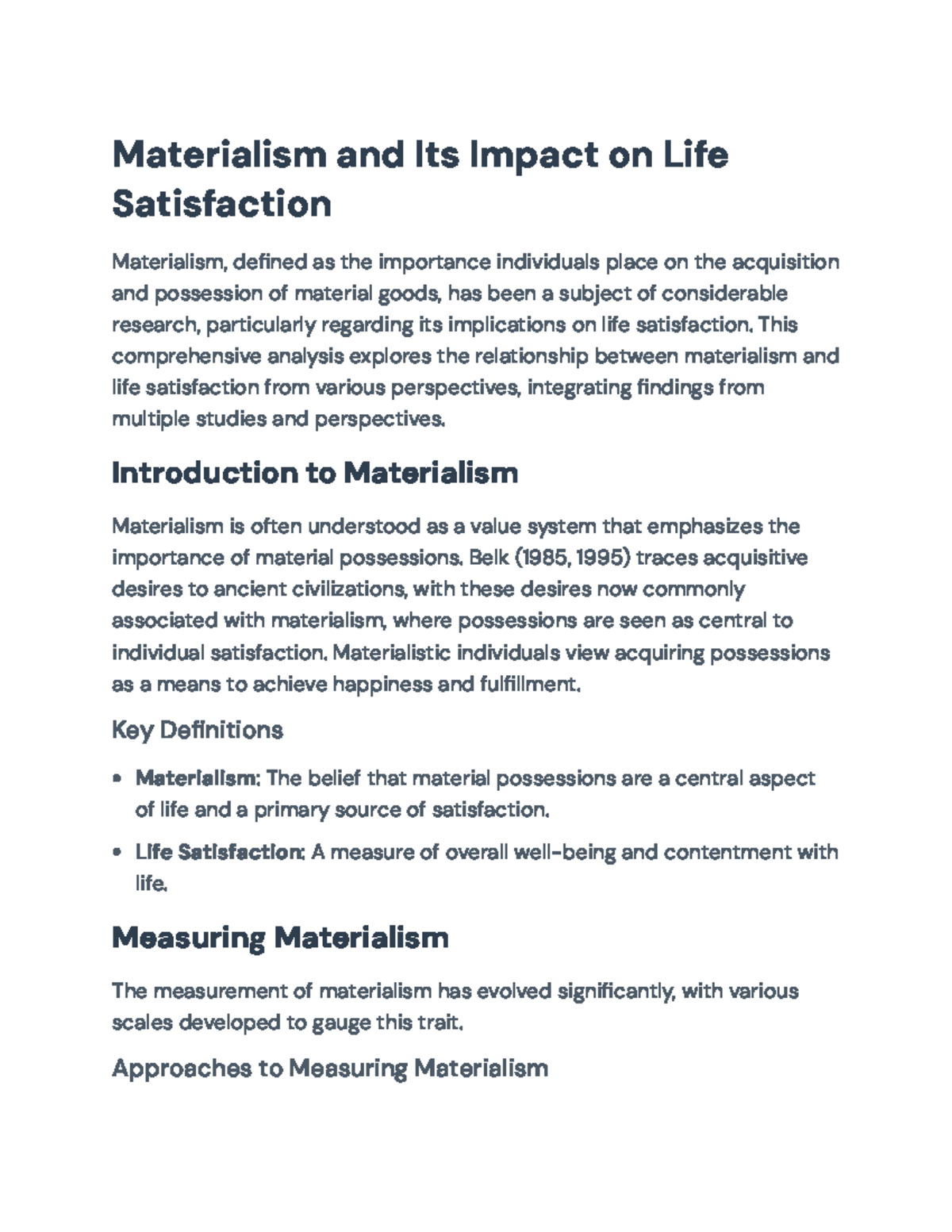 Materialism and Life Satisfaction: An In-Depth Analysis - Materialism ...
