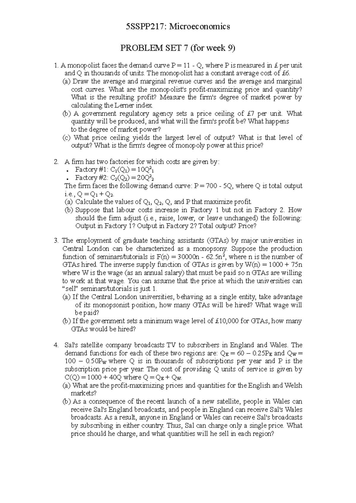 Problem Set 7: Advanced Microeconomics Questions - 5SSPP217 - Studocu