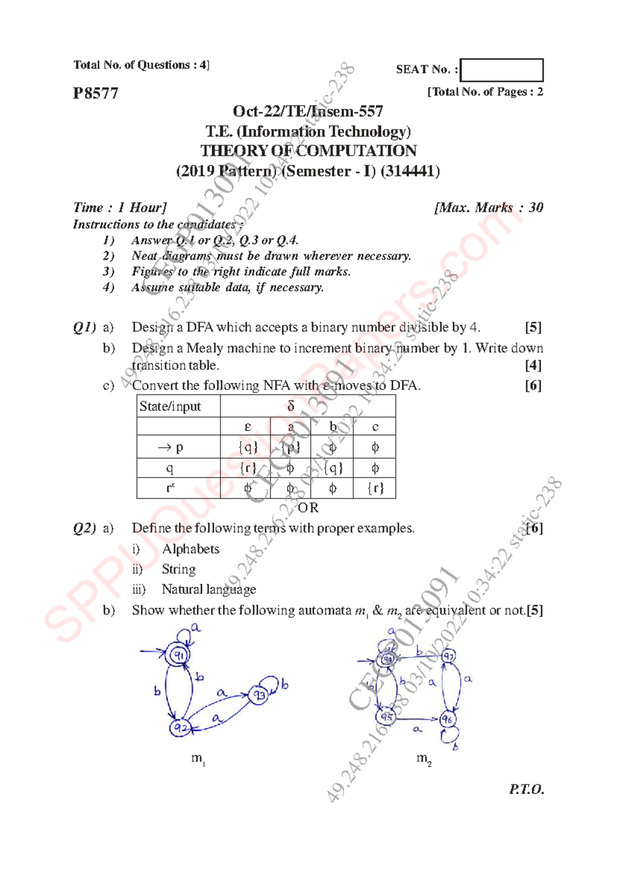 Theory of Computation (TOC) - IT Engineering Sem 5 Exam Notes - Studocu