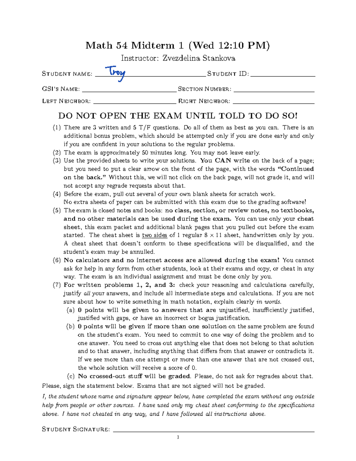 **54F24 Annotated Practice Midterm 1 Exam Guidelines for Fall 2023 ...